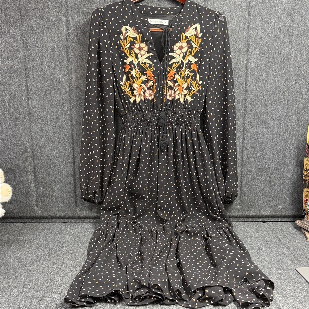 Russtydustty Elegant Black Floral Long Sleeve Dress - Picture 1 of 6
